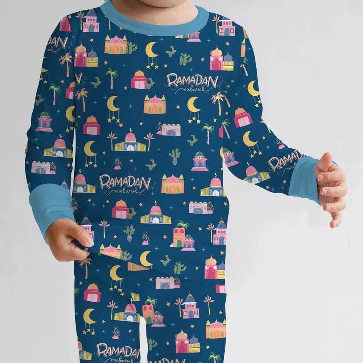 Ramadan Kareem Family Matching Bamboo Two Piece Long Sleeve Pajama Set