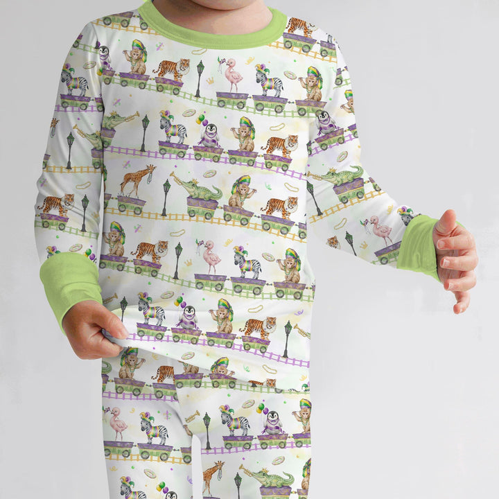 Mardi Gras Jungle Krewe Bamboo Two Piece Long Sleeve Pajama Set