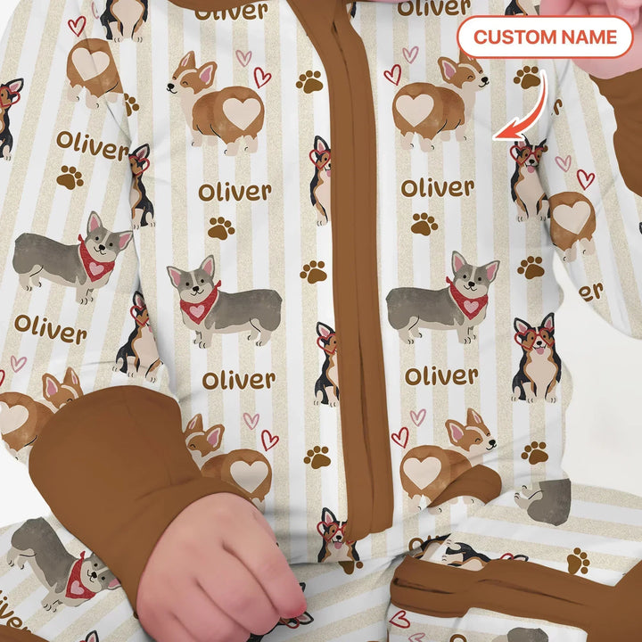 Custom Name Playful Corgis Family Matching Bamboo Convertible Zippy