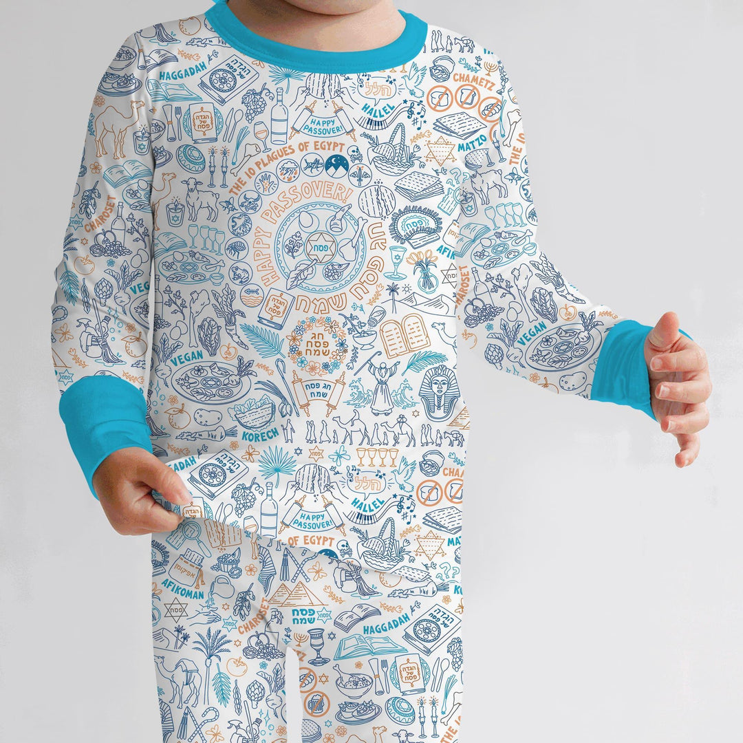 Doodle Passover Matching Family Bamboo Two Piece Long Sleeve Pajama Set