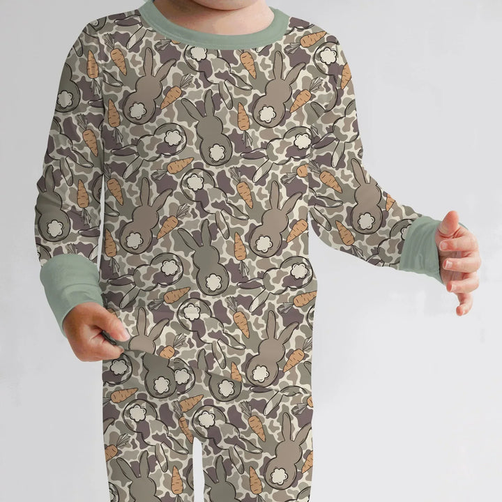 Camo Easter Bunny Bamboo Two Piece Long Sleeve Pajama Set