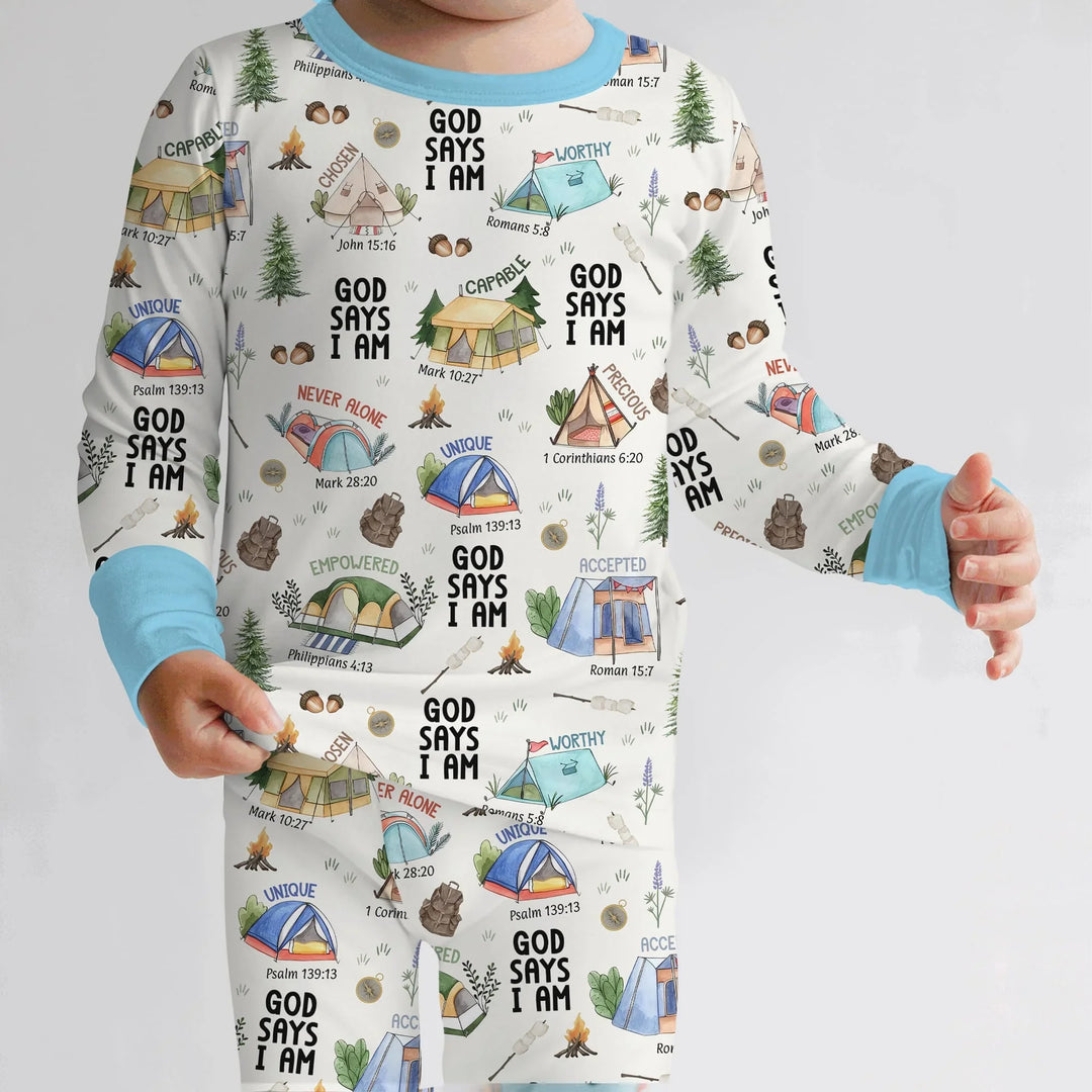 God Says I Am – Adventure Affirmations Bamboo Two Piece Long Sleeve Pajama Set