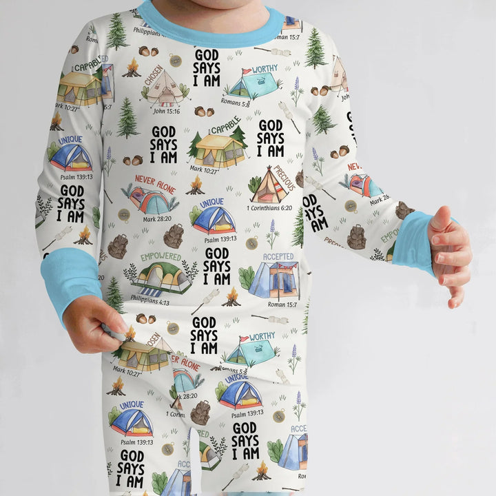 God Says I Am – Adventure Affirmations Bamboo Two Piece Long Sleeve Pajama Set