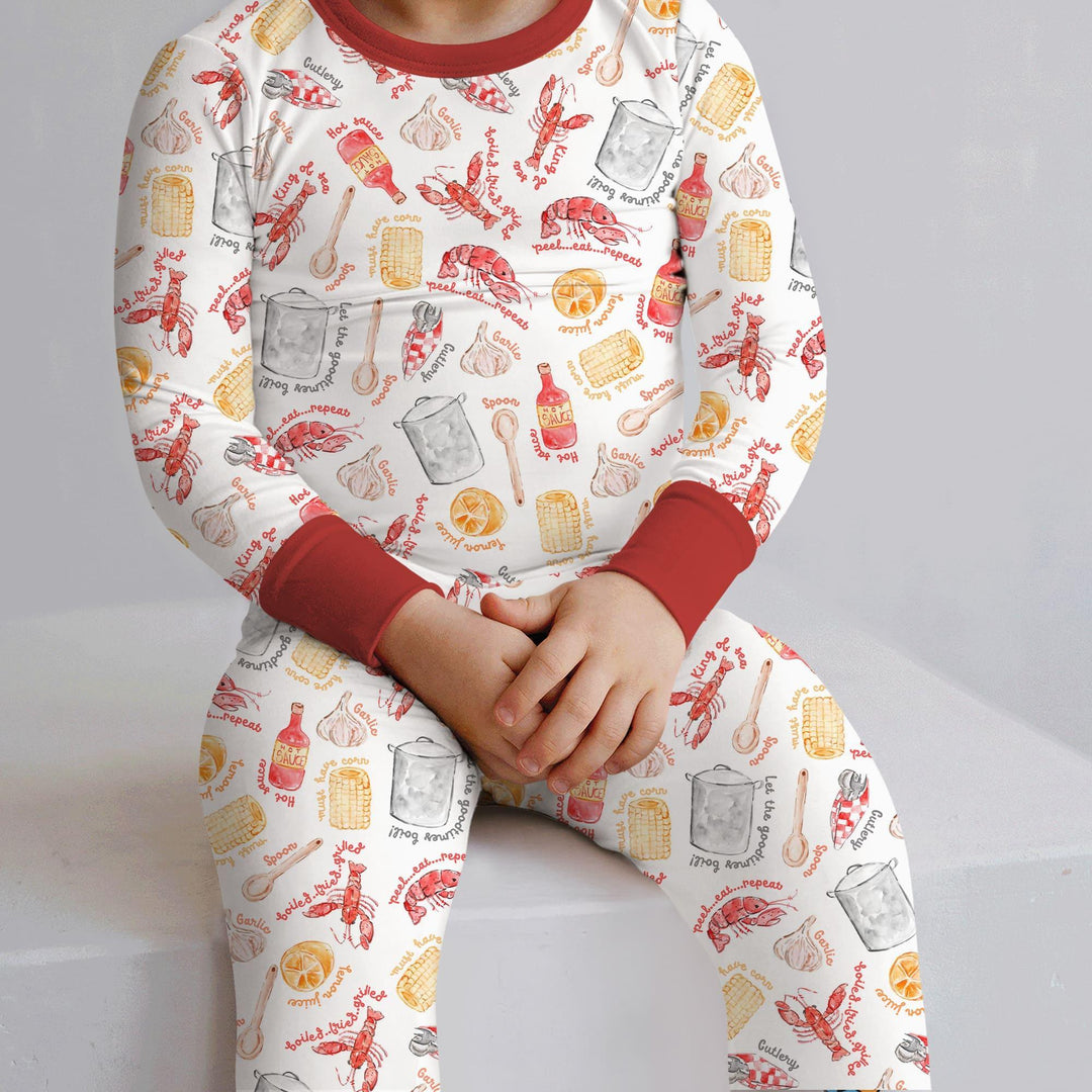 Crawfish Boil Bamboo Two Piece Long Sleeve Pajama Set