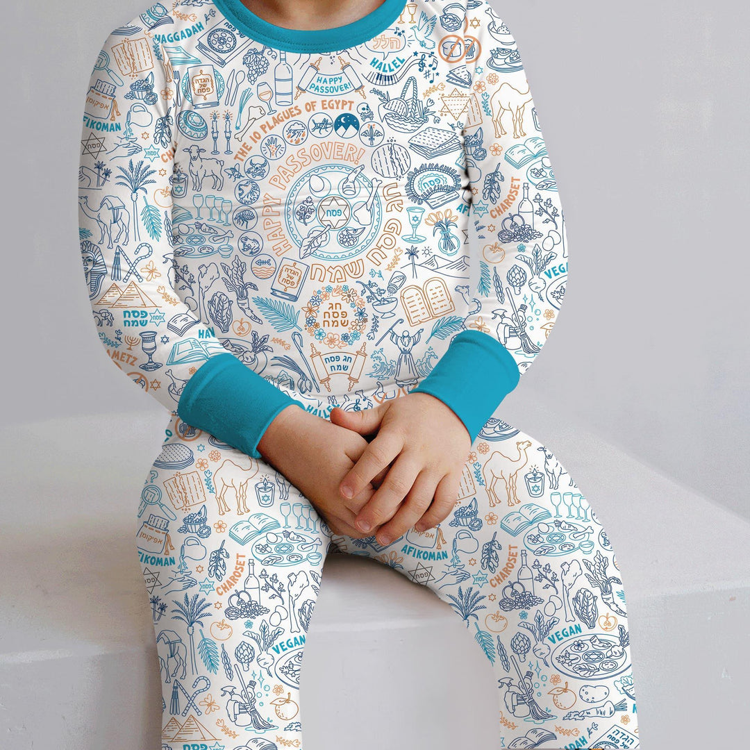 Doodle Passover Matching Family Bamboo Two Piece Long Sleeve Pajama Set