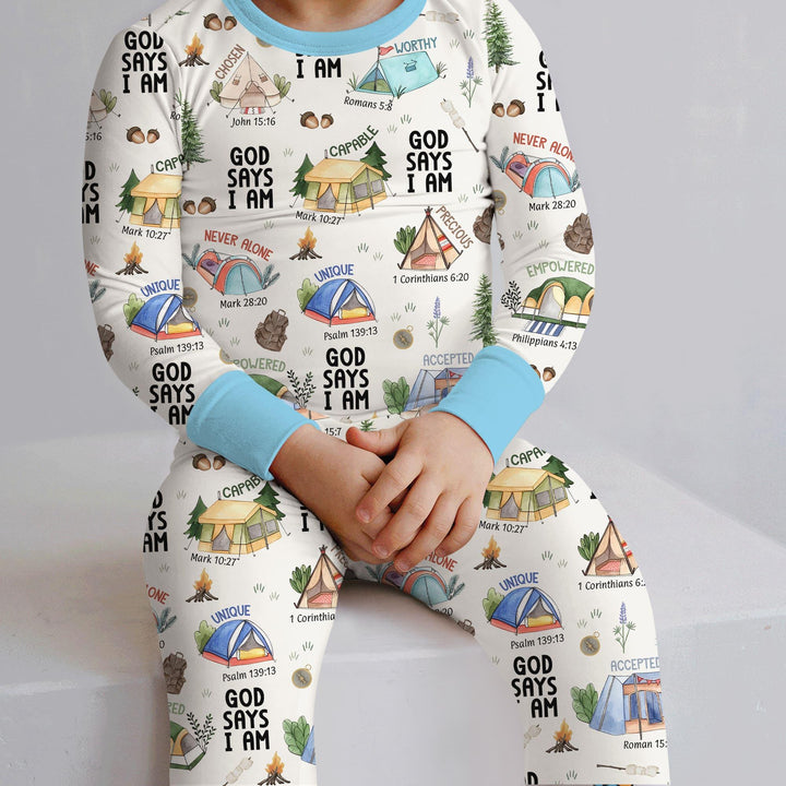 God Says I Am – Adventure Affirmations Bamboo Two Piece Long Sleeve Pajama Set