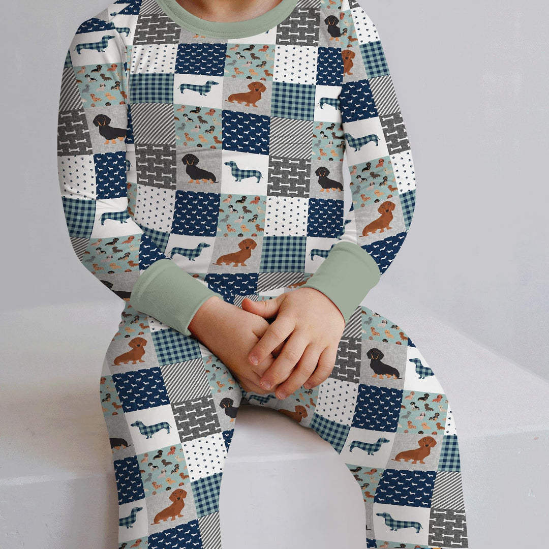 Playful Dachshund Delight Bamboo Two Piece Long Sleeve Pajama Set