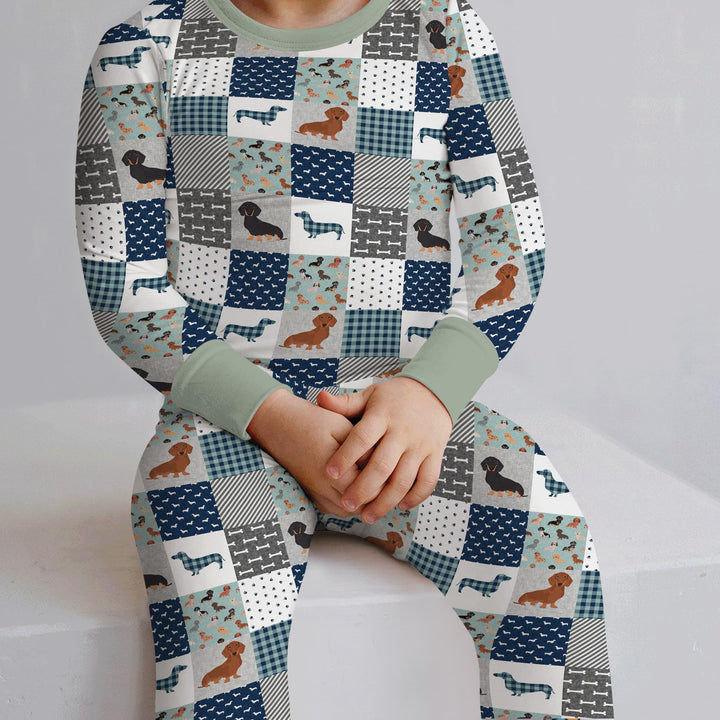 Playful Dachshund Delight Bamboo Two Piece Long Sleeve Pajama Set
