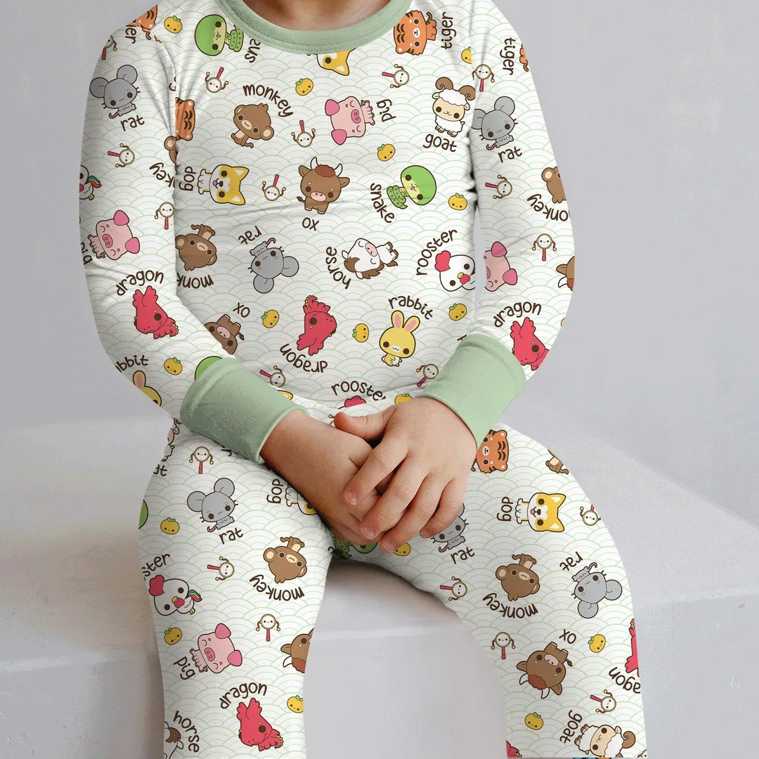 Kawaii Zodiac Bamboo Two Piece Long Sleeve Pajama Set