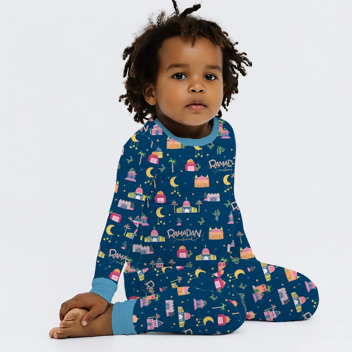 Ramadan Kareem Family Matching Bamboo Two Piece Long Sleeve Pajama Set