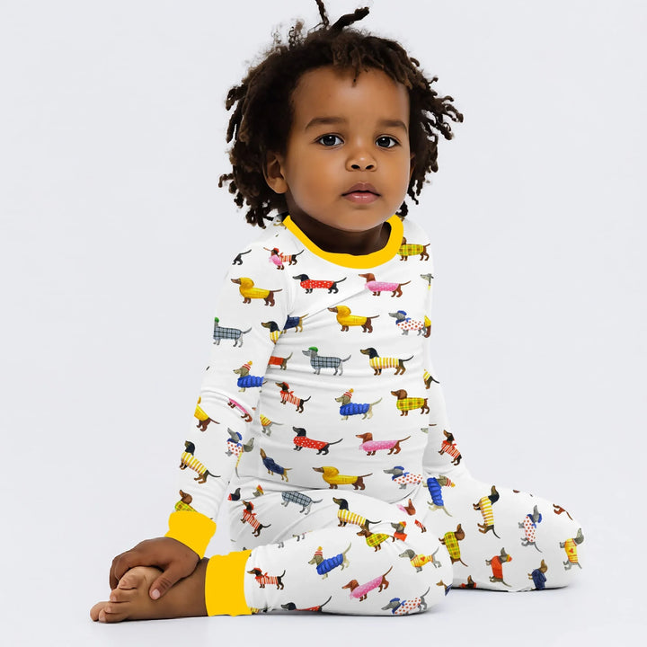 Dachshund Fashion Winnier Bamboo Two Piece Long Sleeve Pajama Set