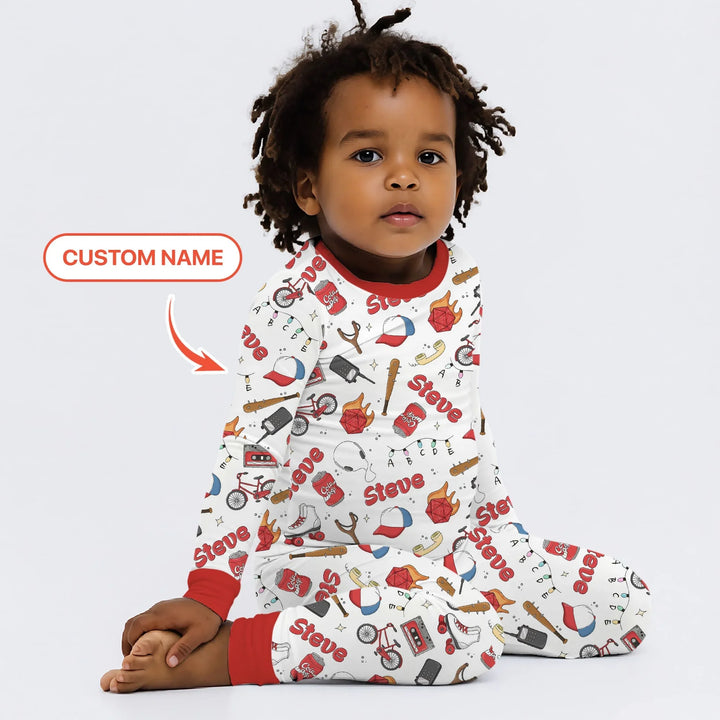 Custom Name Kids Adventure Bamboo Two Piece Long Sleeve Pajama Set