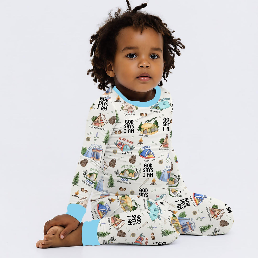 God Says I Am – Adventure Affirmations Bamboo Two Piece Long Sleeve Pajama Set