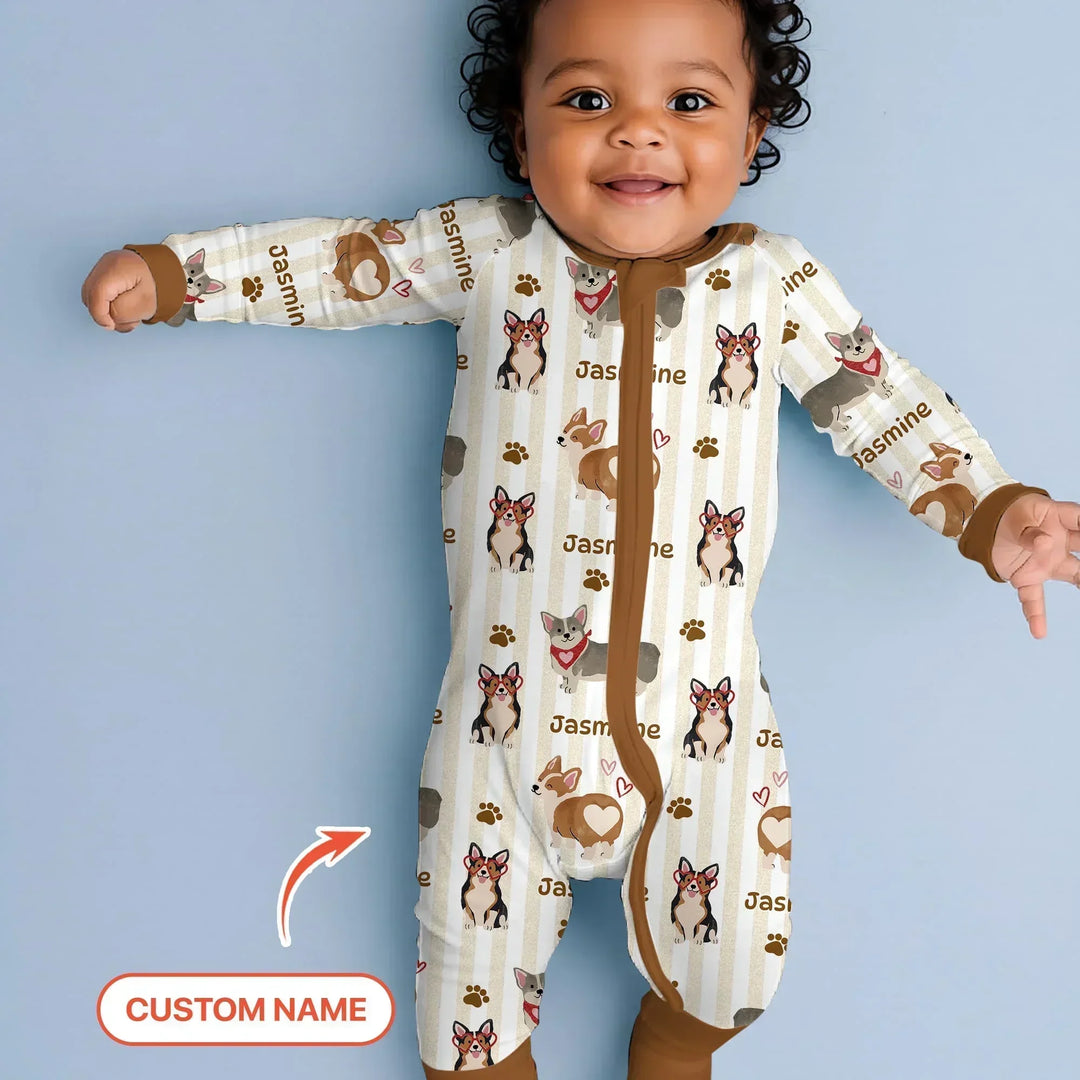 Custom Name Playful Corgis Family Matching Bamboo Convertible Zippy