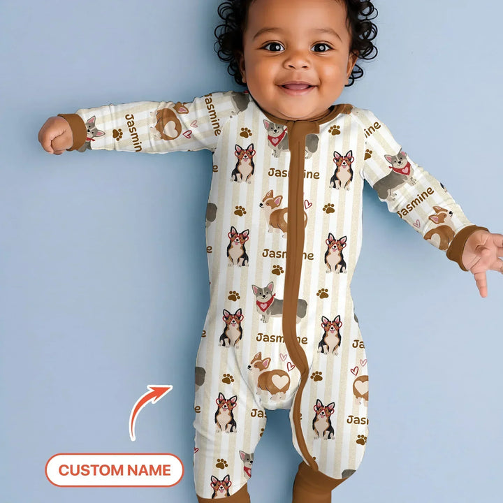 Custom Name Playful Corgis Family Matching Bamboo Convertible Zippy