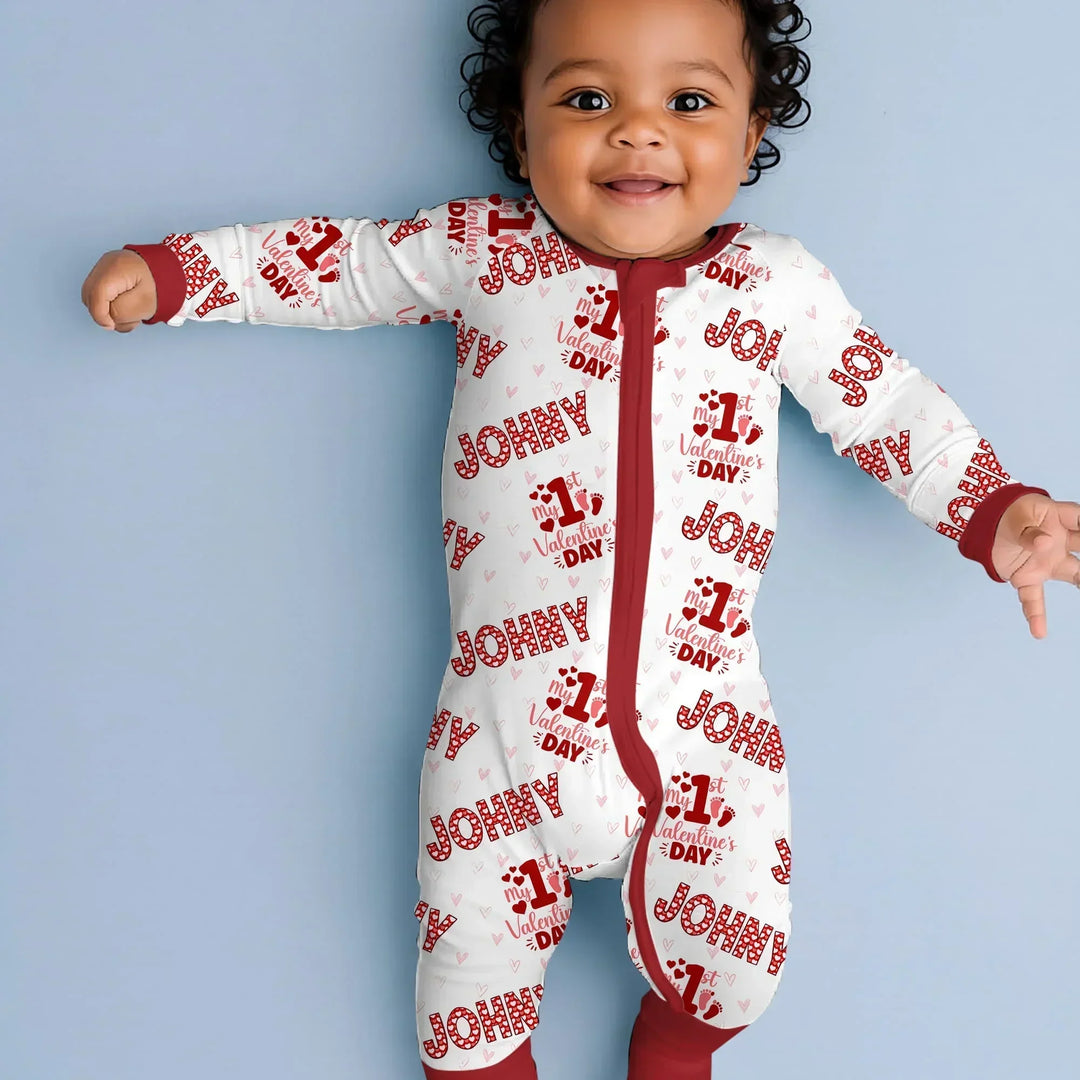 Custom Name My 1st Valentine's Day Bamboo Convertible Zippy