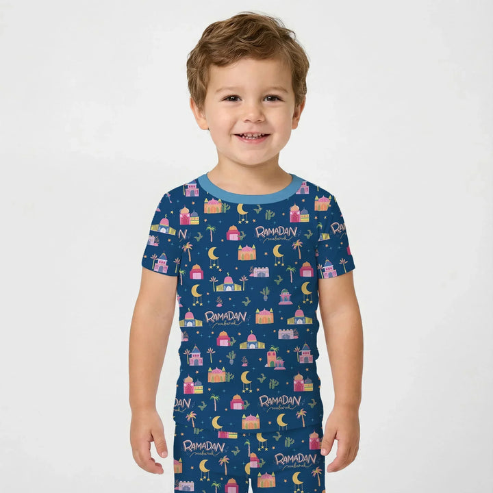 Ramadan Kareem Family Matching Bamboo Two Piece Short Sleeve Pajama Set