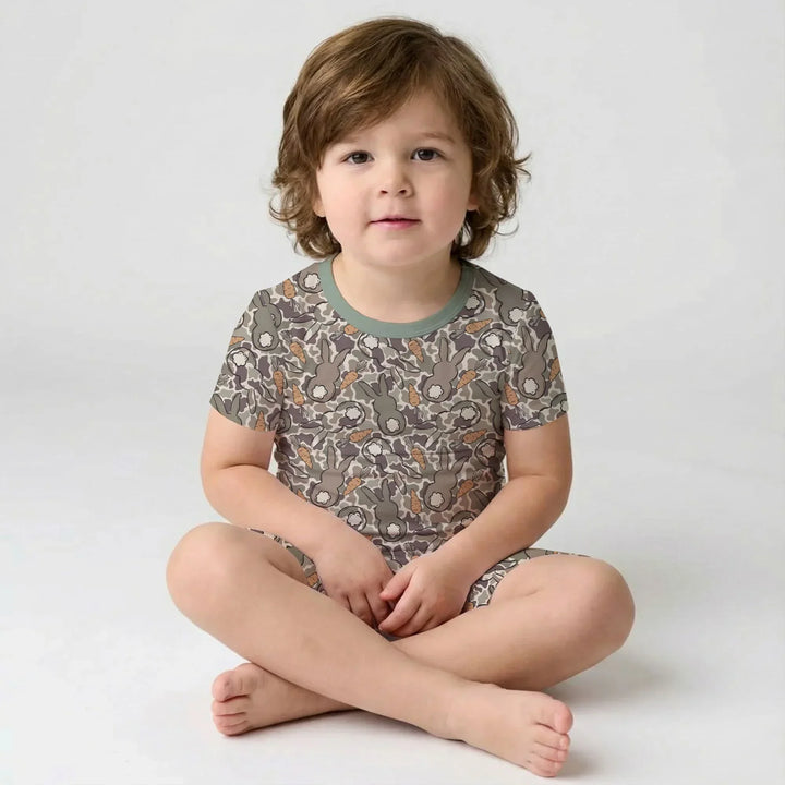 Camo Easter Bunny Bamboo Two Piece Short Sleeve Shorts Pajama Set