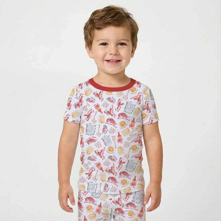 Crawfish Boil Bamboo Two Piece Short Sleeve Pajama Set