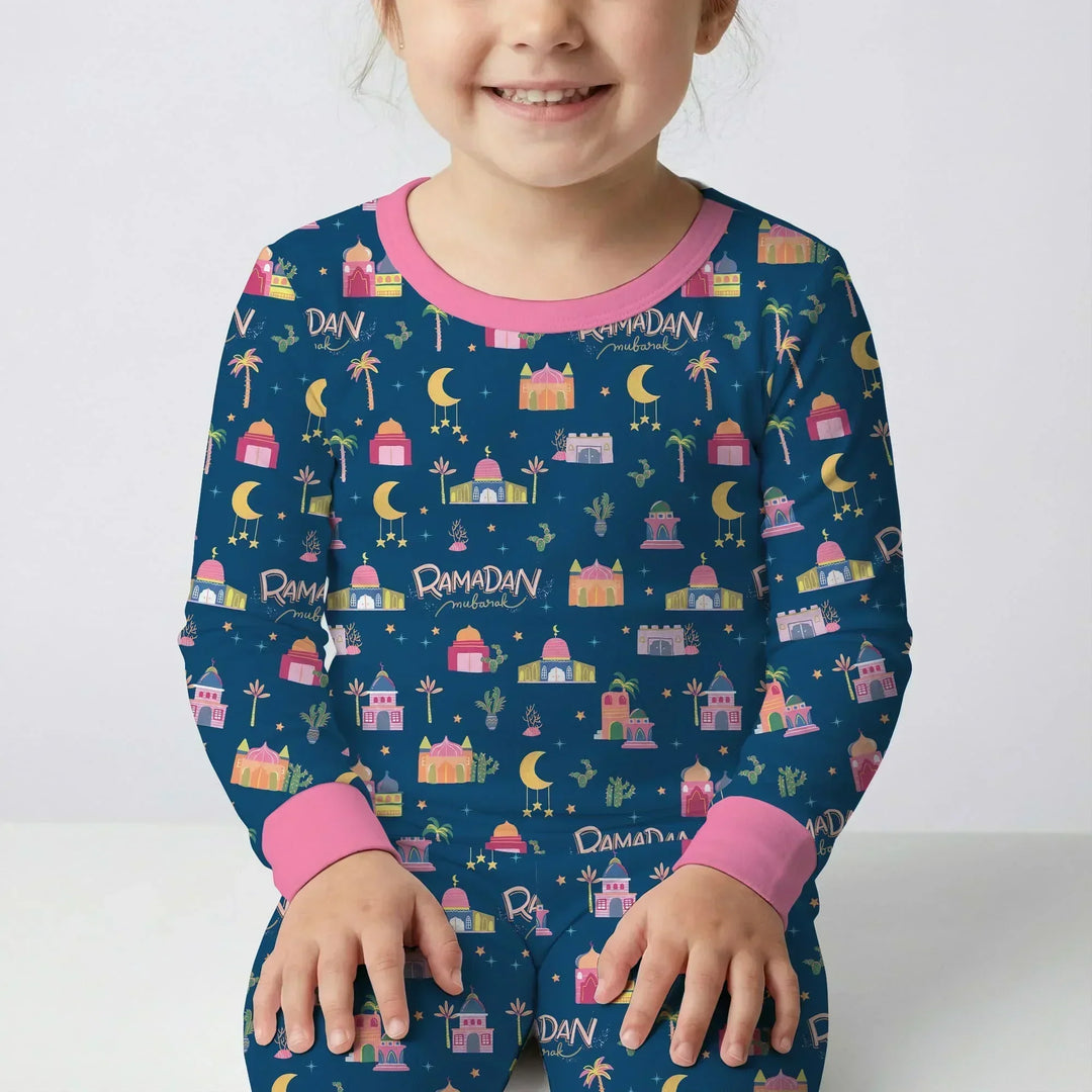 Ramadan Kareem Family Matching Bamboo Two Piece Long Sleeve Pajama Set