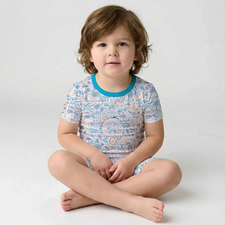 Doodle Passover Matching Family Bamboo Two Piece Short Sleeve Shorts Pajama Set