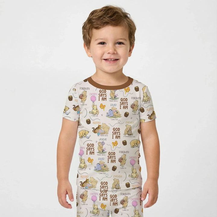God Says I Am – Little Blessings Bamboo Two Piece Short Sleeve Pajama Set