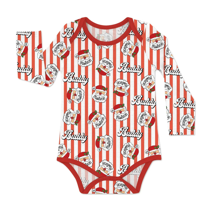 Christmas Santa Claus Custom Name Buddy Bamboo Bodysuit