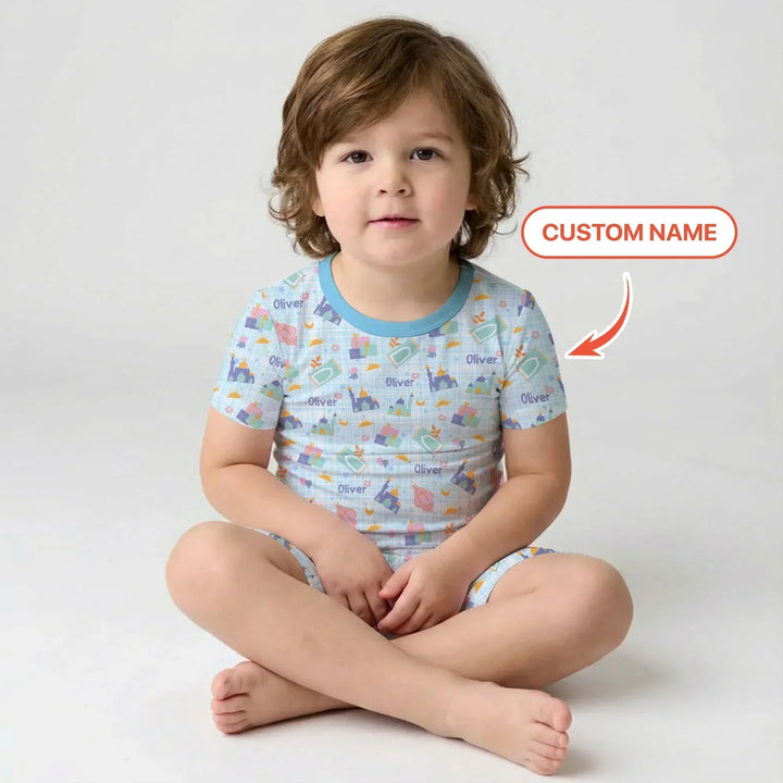 Ramadan and Eid Bamboo Two Piece Short Sleeve Shorts Pajama Set
