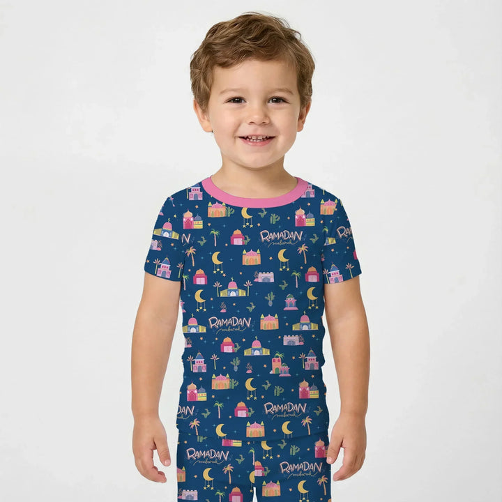 Ramadan Kareem Family Matching Bamboo Two Piece Short Sleeve Pajama Set