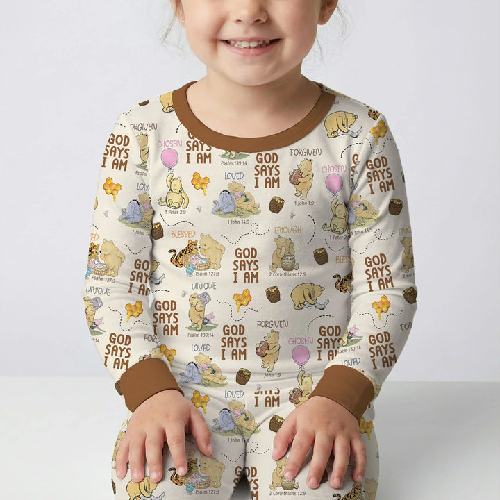 God Says I Am – Little Blessings Bamboo Two Piece Long Sleeve Pajama Set