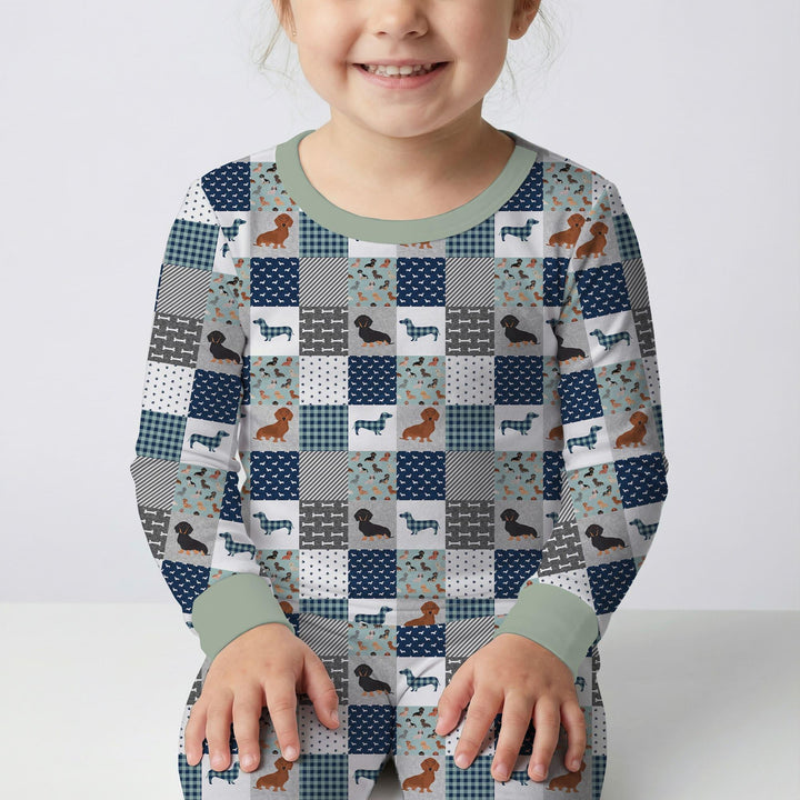 Playful Dachshund Delight Bamboo Two Piece Long Sleeve Pajama Set