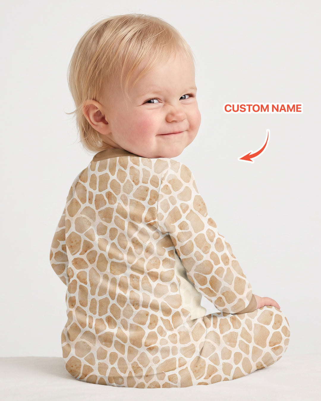 Personalized You Bet Giraffe I'm Cute Bamboo Two Piece Long Sleeve Pajama Set