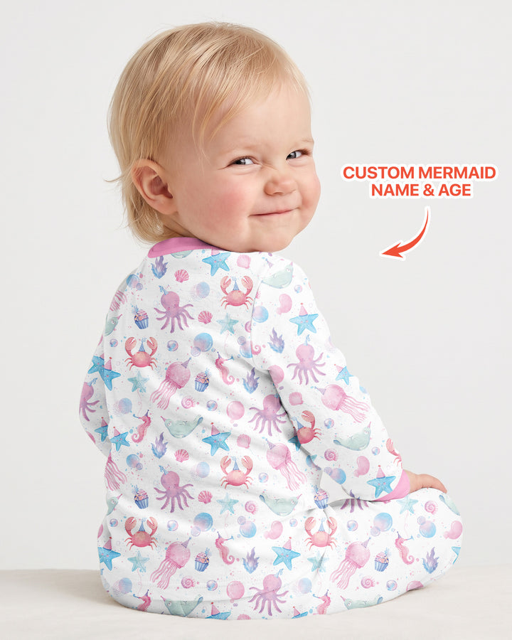 Personalized When I Wake Up I Will Be Mermaid Birthday Bamboo Two Piece Long Sleeve Pajama Set