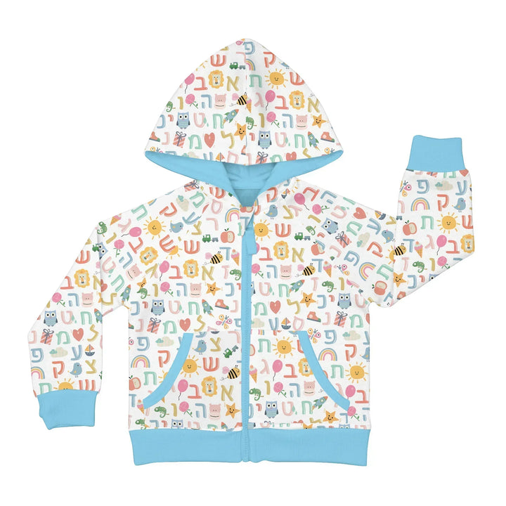 Hebrew Alphabet Bamboo Zip Hoodie