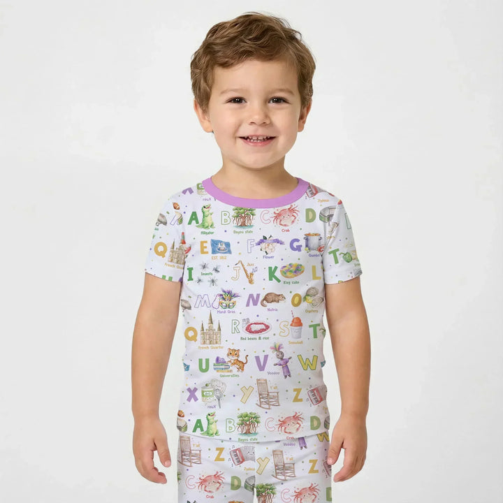 Alphabet of Lousiana Bamboo Two Piece Short Sleeve Pajama Set