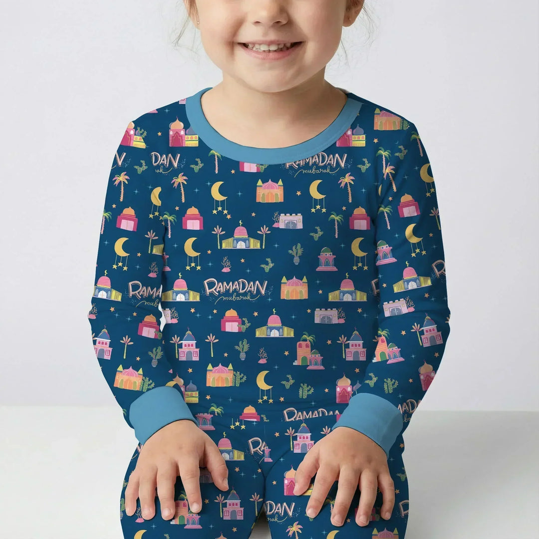 Ramadan Kareem Family Matching Bamboo Two Piece Long Sleeve Pajama Set