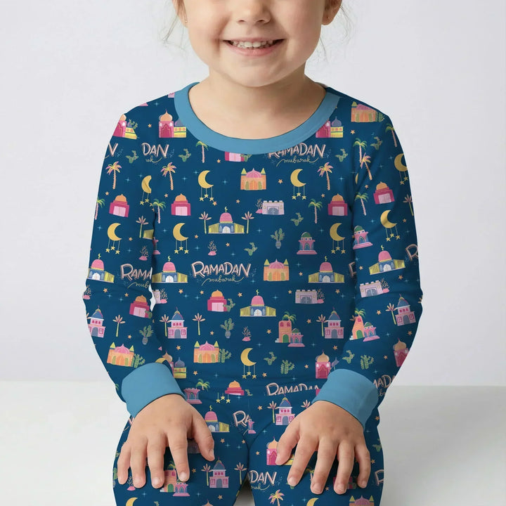 Ramadan Kareem Family Matching Bamboo Two Piece Long Sleeve Pajama Set