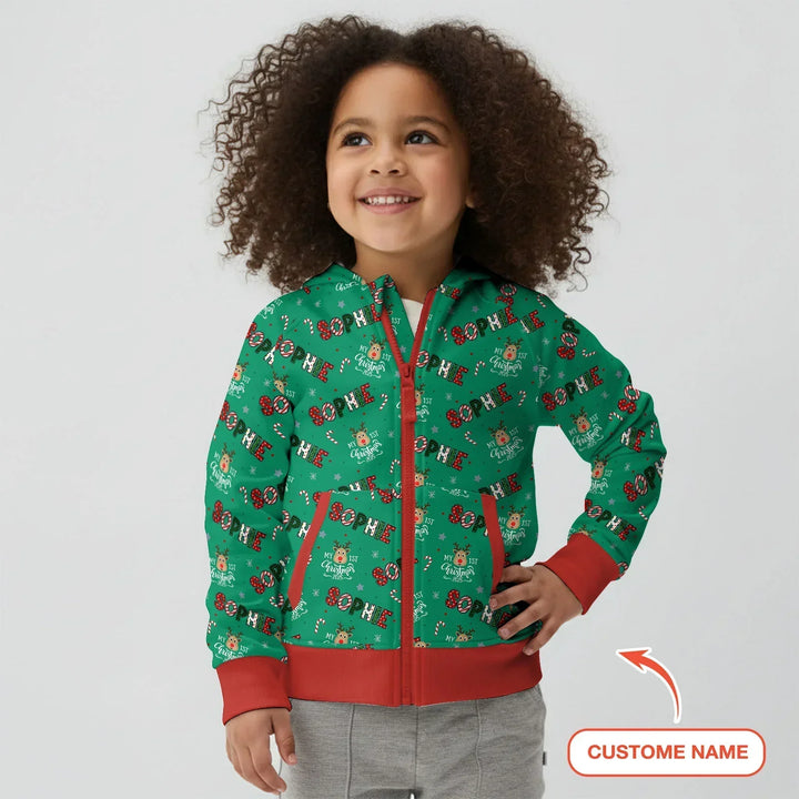 Custom Name "My First Christmas" Bamboo Zip Hoodie