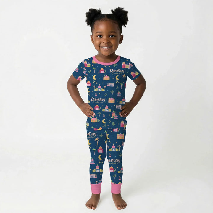 Ramadan Kareem Family Matching Bamboo Two Piece Short Sleeve Pajama Set