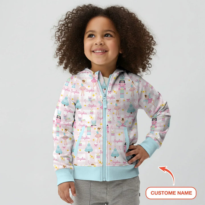 Nutcracker And Ballerinas Custom Name Bamboo Zip Hoodie