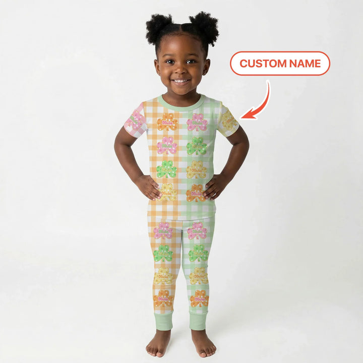 Lucky Shamrock Bamboo Two Piece Short Sleeve Pajama Set