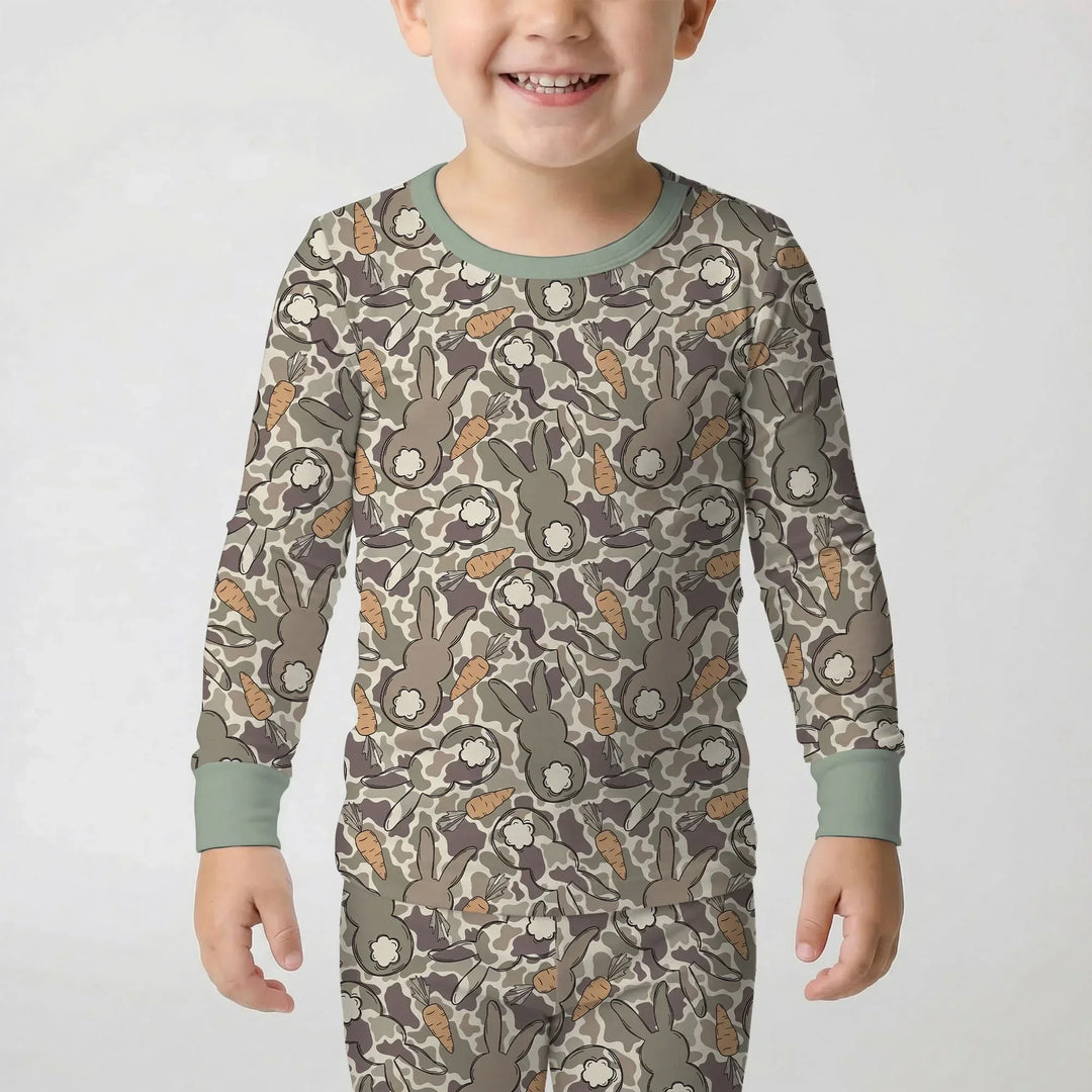Camo Easter Bunny Bamboo Two Piece Long Sleeve Pajama Set