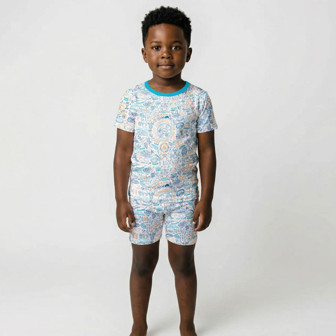 Doodle Passover Matching Family Bamboo Two Piece Short Sleeve Shorts Pajama Set