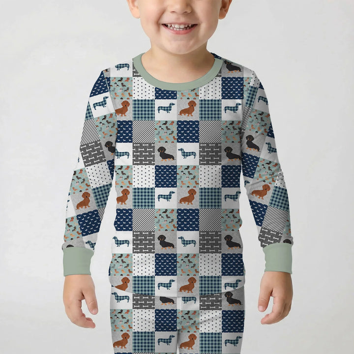 Playful Dachshund Delight Bamboo Two Piece Long Sleeve Pajama Set