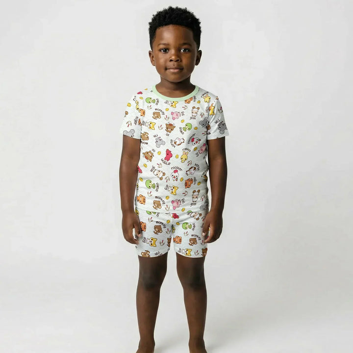 Kawaii Zodiac Bamboo Two Piece Short Sleeve Shorts Pajama Set