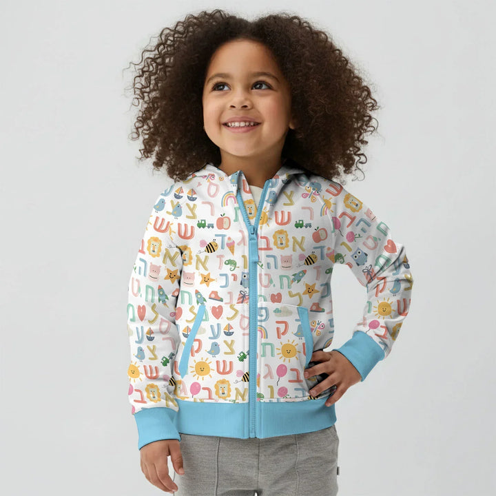 Hebrew Alphabet Bamboo Zip Hoodie