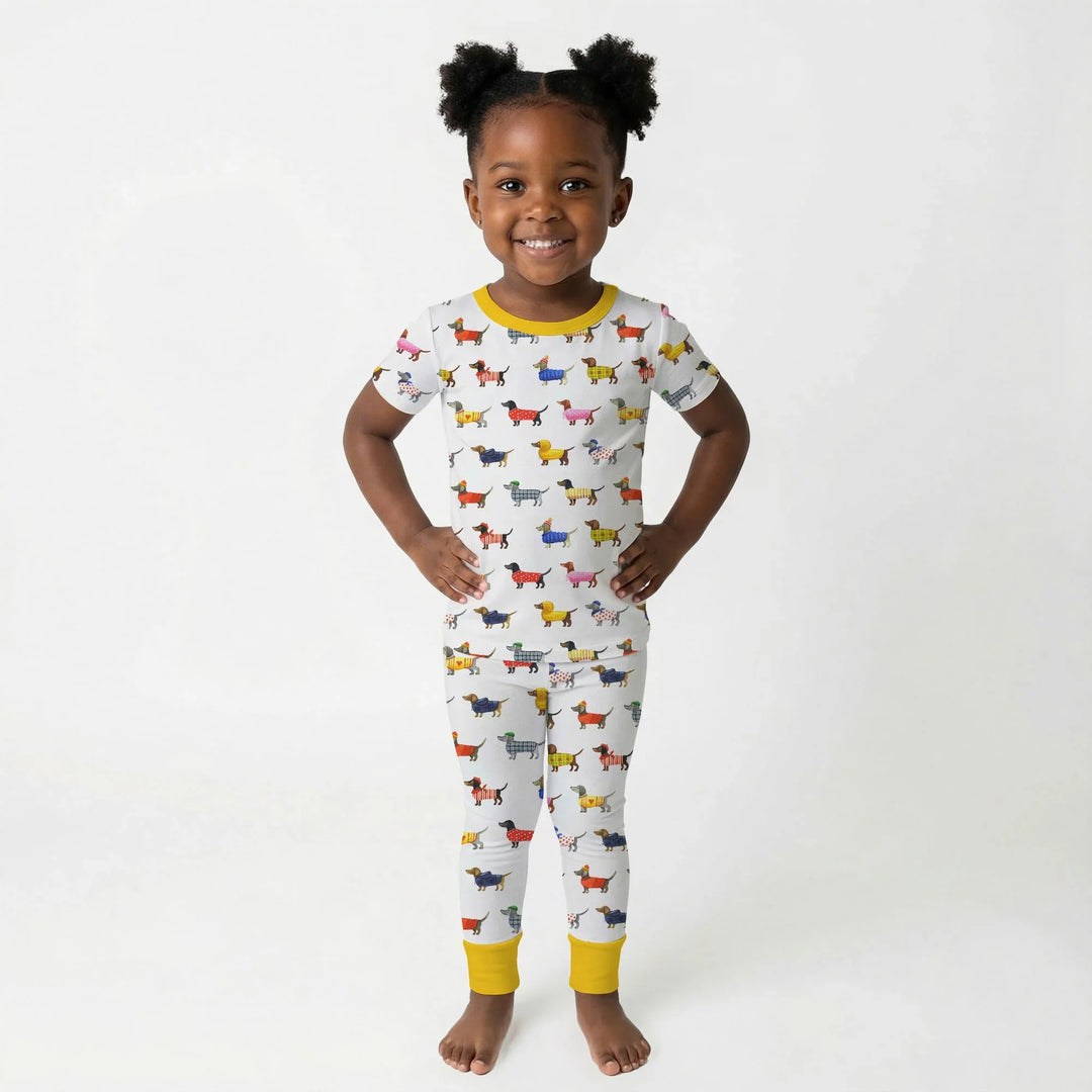 Dachshund Fashion Winnier Bamboo Two Piece Short Sleeve Pajama Set