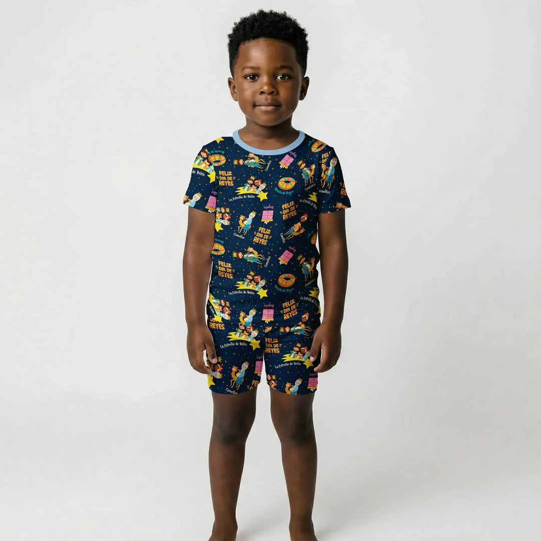 Feliz Dia de Reyes Bamboo Two Piece Short Sleeve Shorts Pajama Set