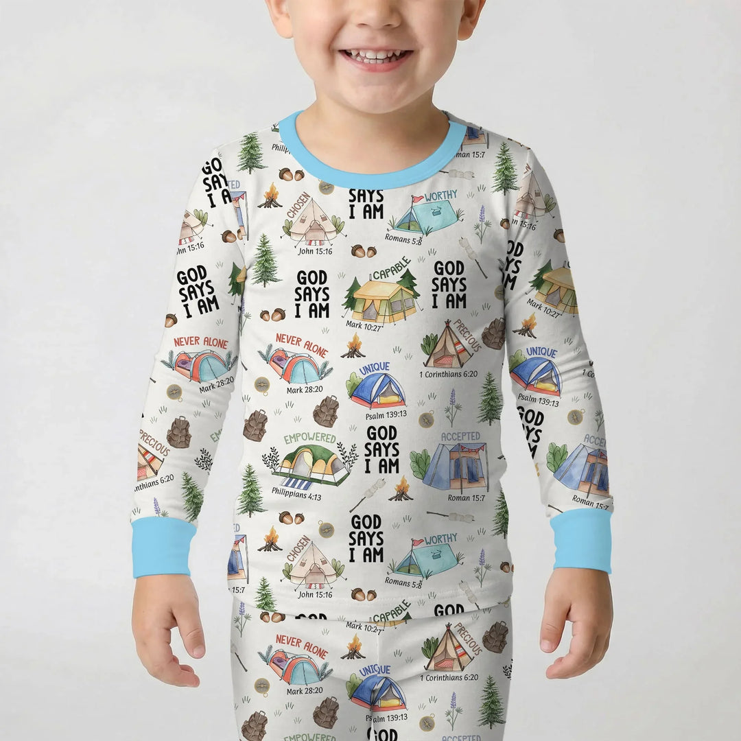 God Says I Am – Adventure Affirmations Bamboo Two Piece Long Sleeve Pajama Set