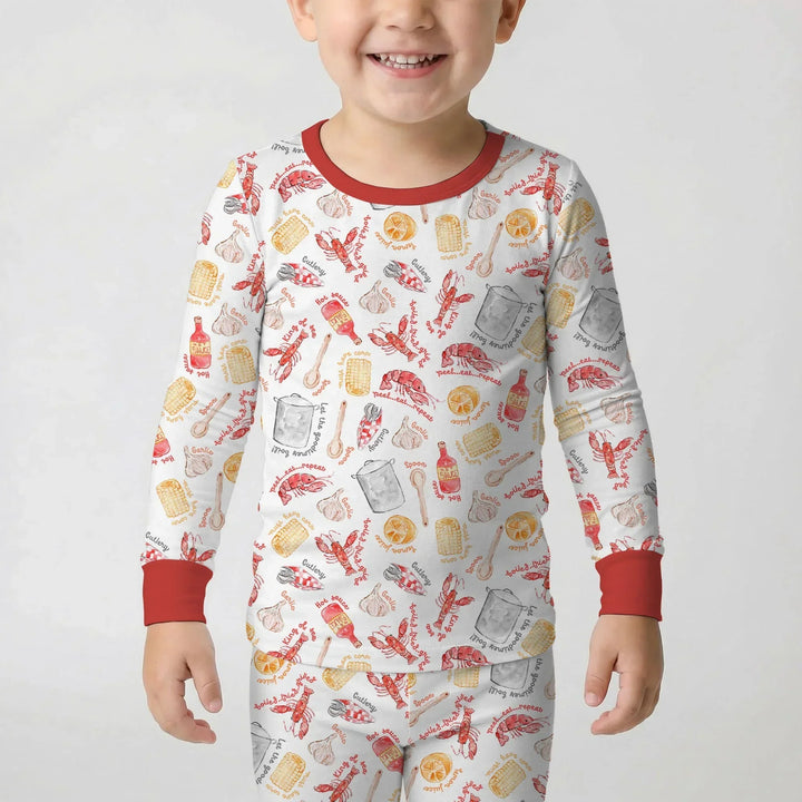 Crawfish Boil Bamboo Two Piece Long Sleeve Pajama Set